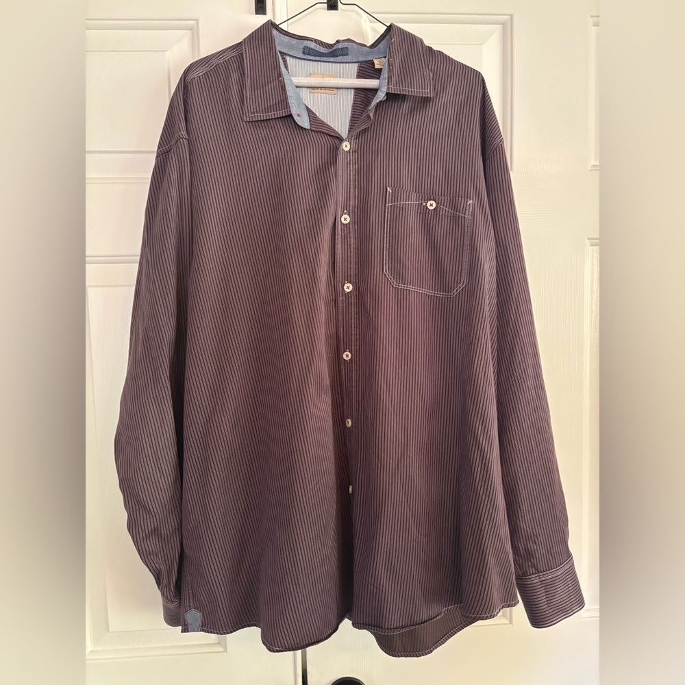 Tommy Bahama Men’s Purple Stripped Long Sleeve Button Up Casual Shirt-size 2XL